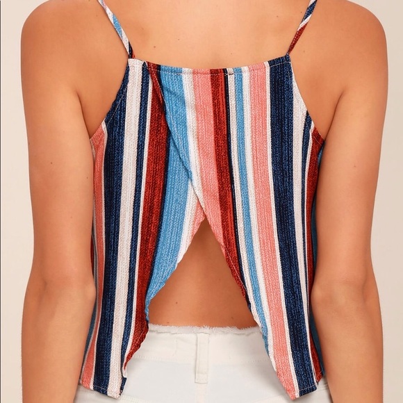 Lulu’s Striped Crop Top - Picture 2 of 3